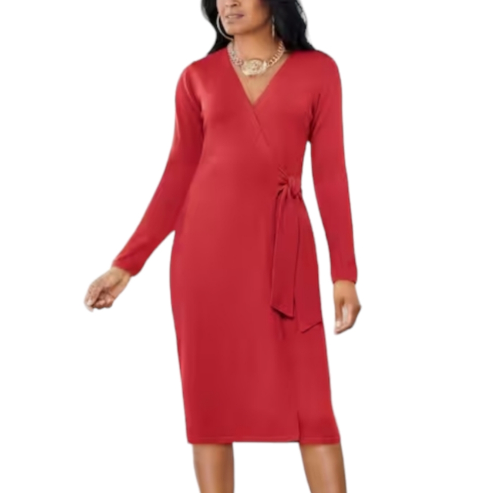 Women's Wrap Sweater Knit Dress